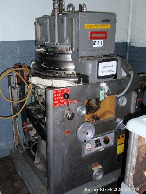 Used Stokes Rotary Tablet Press, model 900-328-1, 33 station, 10 ton compression pressure, keyed upper punch guides, body only.