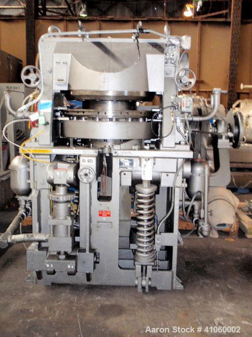 Used Stokes Rotary Tablet Press, Model 900-342-1. 15 station, 0 to 35 tons operating pressure with pre-compression. 3-1/2" maximum tablet diameter. Depth of fill first layer 1/4" to 1-3/4", second la...