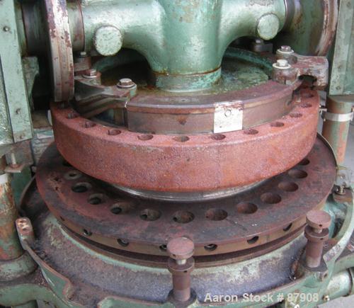 Used F.J. Stokes Rotary Press, Model BB2-900-513-1. 4 Ton max pressure above and below, 27 station. 11/16" max depth fill, 5/8" max diameter of compact. 1-3/16" standard die diameter, compacts 360 to...