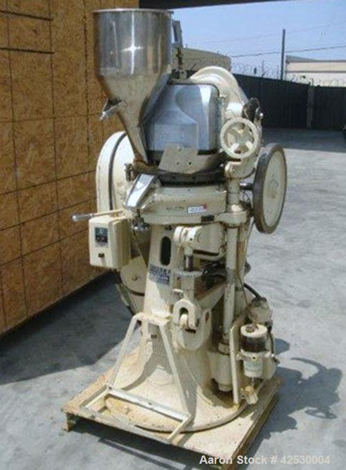 Used Stokes Rotary Tablet Press, Model BB2. 27 Stations. Keyed upper punch guides, 
220/440/60/3, rated 725-1400 tablets per minute. Maximum 5/8" diameter, maximum 11/16" depth of fill, maximum press...