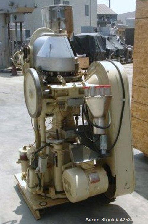 Used Stokes Rotary Tablet Press, Model BB2. 27 Stations. Keyed upper punch guides, 
220/440/60/3, rated 725-1400 tablets per minute. Maximum 5/8" diameter, maximum 11/16" depth of fill, maximum press...