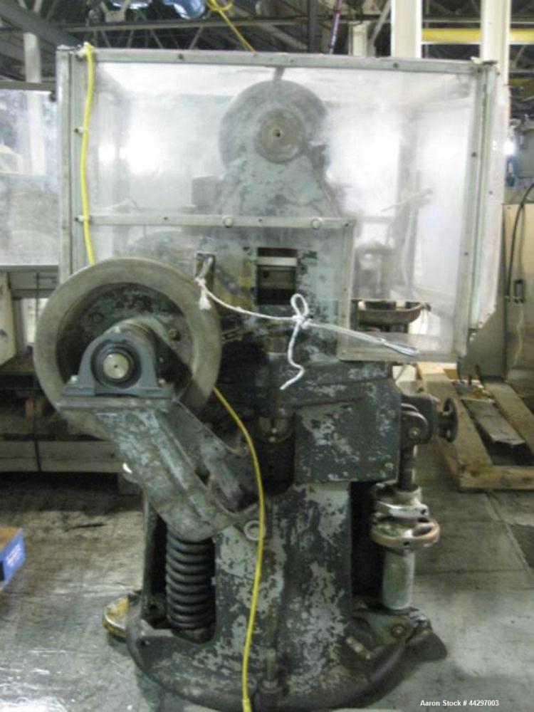 Used Stokes DD2 Rotary Tablet Press. 23 Station, 15 ton compression pressure, 1 3/16" max tablet diameter, 1 3/8" depth of fill, keyed upper punch guides, dual sided with feed frames, rated up to 720...