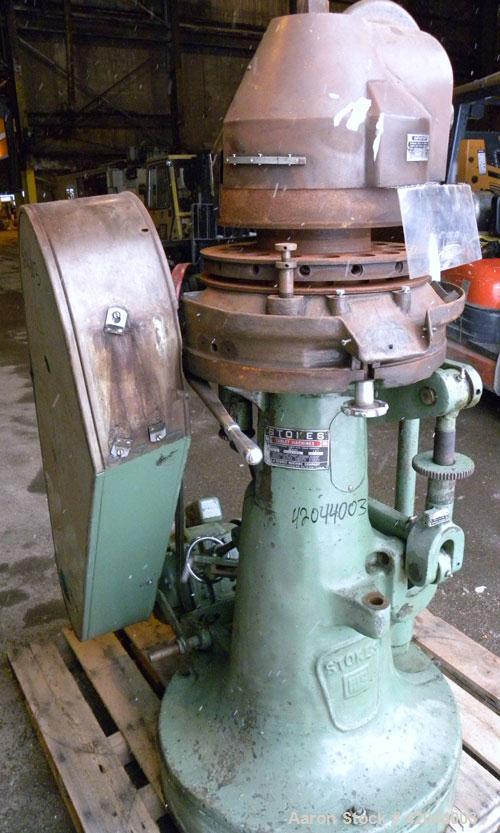 Used Stokes Single Sided Rotary Tablet Press, Model DS-3. 15 stations, approximately 15 tons operating pressure. 1-3/16’’ maximum tablet diameter. Adjustable depth of fill 1-1/16’’. Output tablets pe...