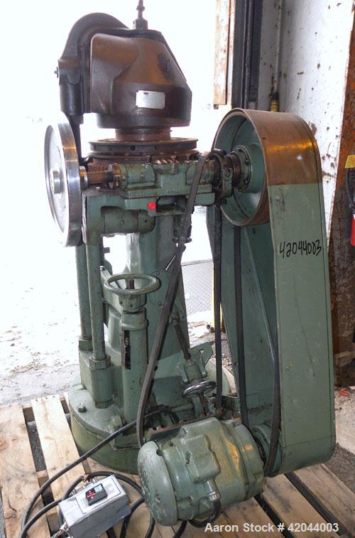 Used- Stokes Single Sided Rotary Tablet Press, Model DS-3. 15 stations, approximately 15 tons operating pressure. 1-3/16’’ m...