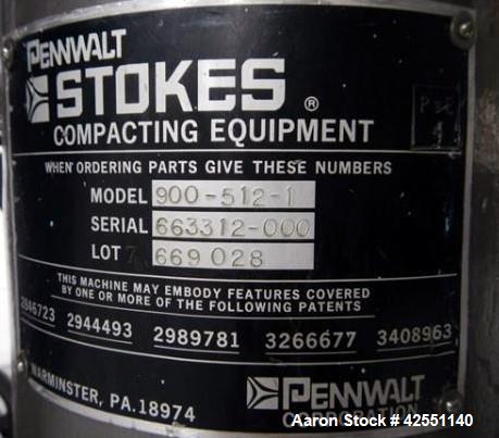 Used Stokes rotary tablet press, model 900-512-1 (RB2)