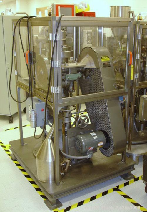 Used Stokes Rotary Tablet Press, Model RB2. 16 Station, 4 ton compression pressure, 5/8" maximum tablet diameter, 11/16" maximum depth of fill, keyed upper punch guides, rated up to 63,000 tablets/ho...