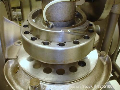 Used Stokes Rotary Tablet Press, Model RB2. 16 Station, 4 ton compression pressure, 5/8" maximum tablet diameter, 11/16" maximum depth of fill, keyed upper punch guides, rated up to 63,000 tablets/ho...