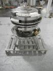 Used Fette 3090 turret, 49 station, designed for 25 mm max tablet diameter, 22 mm max depth of fill, keyed upper punch guides on cart.