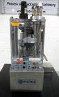 Used Riva Piccola B-C rotary tablet press, 10 station, 50 Kn compression pressure, keyed upper punch guides, 16 mm max tablet diameter, 19 mm max depth of fill, force feeder, rated up to 60,000 table...
