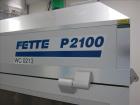 Used Fette Rotor Tablet Press, Type P2100. 43 Stations, B tooling, Overall dimensions: 3’9” (1200 mm) L x 4’4” (1350 mm) W x 6’8” (2100 mm) H. Incl. (1) Kramer deduster, type E09, (1) Safeline, metal...