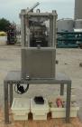 Used GlobePharma Tabletop Lab Size Rotary Tablet Press, Model Mini Press-I. 10 station, 3 ton maximum compression pressure. Maximum tablet diameter 16mm, maximum depth of fill 17mm, maximum output 21...