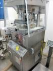Used Kilian Rotor Tablet Press, Type RTS 18. 18 Stations, D-tooling, 100 Kn compression rating, 28 mm max tablet dia., 38 mm max depth of tablet fill, working capacity rated up to 75,600 tablets/hour...