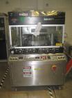 Used Manesty Rotary Tablet Press, Model Rotapress Mark IV, 55 station. 6-1/2 ton compression force with pre-compression 1 ton. Tablet output range per hour 156,000 to 439,800. Double sided. 0.62’’ (1...