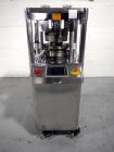 Used Riva Piccola Bi Layer rotary tablet press, model PI-BB-11, 11 station, 60 Kn main compression, 5 Kn precomprssion, keyed upper punch guide, force feeders on each layer, 16 mm max tablet diameter...