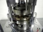 Used Riva Piccola Bi Layer rotary tablet press, model PI-BB-11, 11 station, 60 Kn main compression, 5 Kn precomprssion, keyed upper punch guide, force feeders on each layer, 16 mm max tablet diameter...