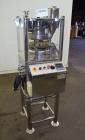 Used Cadmach 8 Station Rotary Tablet Press, Model SPE/TC08D, Approximate 6 Tons. 316 Stainless steel contact parts, set up for D tooling (no tooling), keyed upper punch guides, turret speed 5 to 32 r...