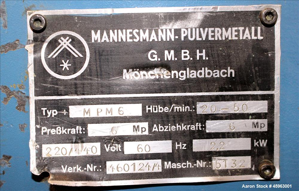 Used: Mannesman Meer Press, Model MPM 6, 6 Ton.