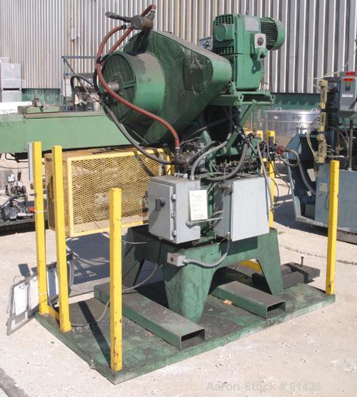 USED:Perkins O.B.I. single crank flywheel punch press, 28 ton.Approx bed area 22" wide x 12" deep, 2" stroke. Driven by an approx30 hp varispeed motor.