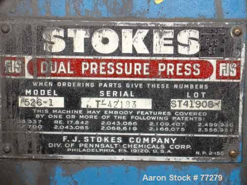 Used Stokes Dual Motion Ceramic Compacting Press, Model 526-1 (R4)