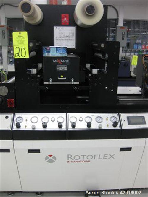 Used Rotoflex DLI 330 die cutting and laminating line with Vericut C2 die cutter. Maximum web width: 13" (330MM) Minimum Web width: 8" or 200mm. One 3" (76mm) pneumatic core type unwind, one 3" (76mm...