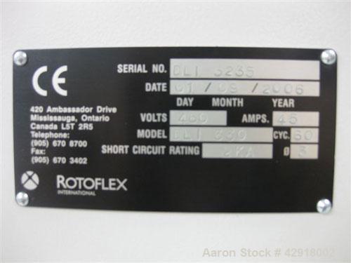 Used Rotoflex DLI 330 die cutting and laminating line with Vericut C2 die cutter. Maximum web width: 13" (330MM) Minimum Web width: 8" or 200mm. One 3" (76mm) pneumatic core type unwind, one 3" (76mm...