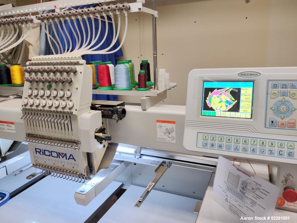 Used Ricoma RCM-1502C-H-W Two-Head Commercial Embroidery Machine