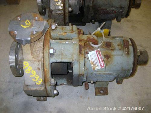 Used Durco Centrifugal Pump, Model Lo-Flo, Size 2X1X10, Alloy 20. 2" inlet, 1" outlet. Approximately 52 gallons per minute at 419' head. Requires motor and base.