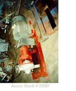 Used Duriron Pump, Size 3 x 2-7/65. Nickel alloy head, painted mild steel frame, alloy impeller, 6" flanged head, 2" product inlet, 7-1/2" flanged head, 3" product outlet. 15 hp motor, 3/60/230-460V,...