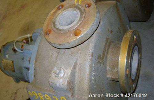 Used Durco Centrifugal Pump, Size 3X2X13, Alloy 20. 3" inlet, 2" outlet. Approximately 198 gallons per minute at 38' head. Requires motor and base.