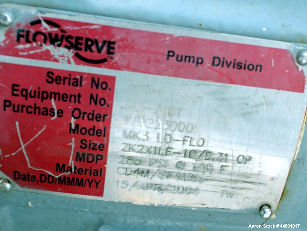 Used Flowserve Durco Mark 3 Centrifugal Pump, Model MK3 Lo-Flo