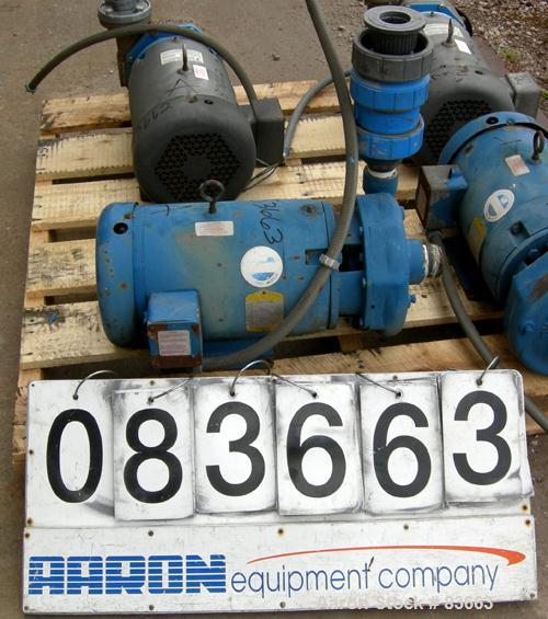 Used Goulds Centrifugal Pump, Model 3656, size 1-1/2 x 2-8, CDA922 bronze. 2" inlet, 1-1/2" outlet, approximate 6-1/2" diameter impeller. Rated approximately 220 gallons per minute at 225 head feet a...