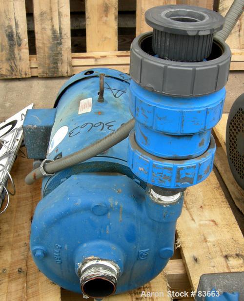 Used Goulds Centrifugal Pump, Model 3656, size 1-1/2 x 2-8, CDA922 bronze. 2" inlet, 1-1/2" outlet, approximate 6-1/2" diameter impeller. Rated approximately 220 gallons per minute at 225 head feet a...
