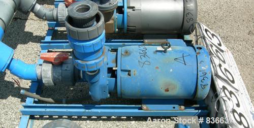 Used Goulds Centrifugal Pump, Model 3656, size 1-1/2 x 2-8, CDA922 bronze. 2" inlet, 1-1/2" outlet, approximate 6-1/2" diameter impeller. Rated approximately 220 gallons per minute at 225 head feet a...