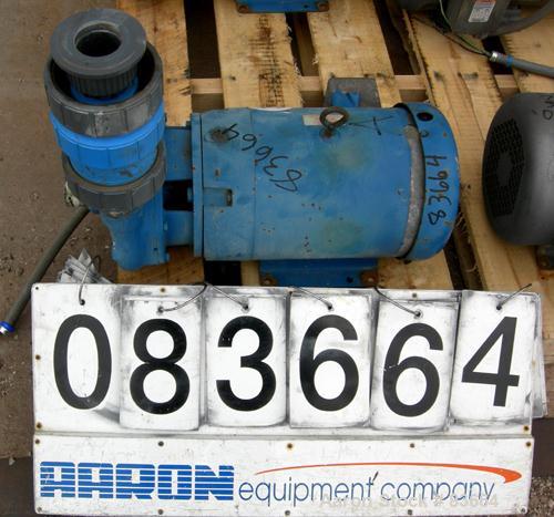 Used Goulds Centrifugal Pump, Model 3656, size 1-1/2 x 2-8, CDA922 bronze. 2" inlet, 1-1/2" outlet, approximate 6-1/2" diameter impeller. Rated approximately 220 gallons per minute at 225 head feet a...