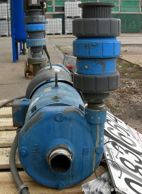 Used Goulds Centrifugal Pump, Model 3656, size 1-1/2 x 2-8, CDA922 bronze. 2" inlet, 1-1/2" outlet, approximate 6-1/2" diameter impeller. Rated approximately 220 gallons per minute at 225 head feet a...