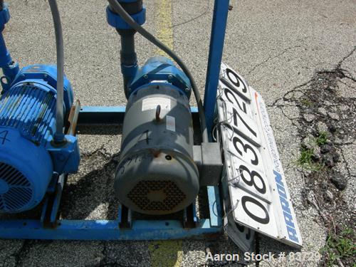 Used Goulds Centrifugal Pump, Model 3656, Size 1-1/2 x 2-8, CDA922 Bronze. 2" inlet, 1-1/2" outlet, approximate 6-1/2" diameter impeller. Rated approximately 220 gallons per minute at 225 head feet a...
