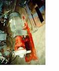 Used- Duriron Pump, Size 3 x 2-7/65. Nickel alloy head, painted mild steel frame, alloy impeller, 6