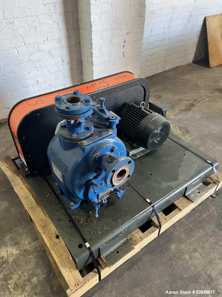 Used Weir Specialty Pumps Self Priming Centrifugal Waste Water Pump, Model 2-WSP-AAAAA-A1-ALF. Approximate 225GPM at 103 head feet. Impeller driven by a 5hp, 3/60/230/460 volt, 3600rpm motor. 2" diam...