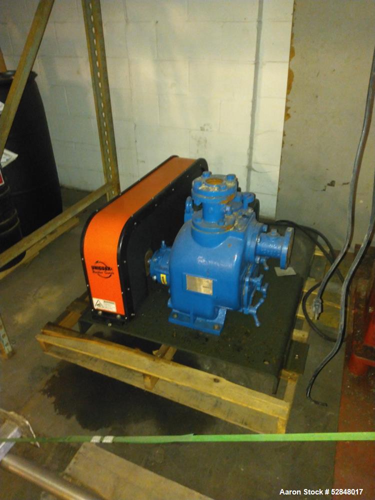 Used Weir Specialty Pumps Self Priming Centrifugal Waste Water Pump, Model 2-WSP-AAAAA-A1-ALF. Approximate 225GPM at 103 head feet. Impeller driven by a 5hp, 3/60/230/460 volt, 3600rpm motor. 2" diam...