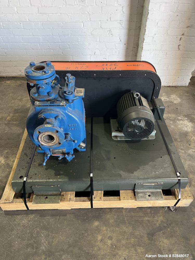 Used Weir Specialty Pumps Self Priming Centrifugal Waste Water Pump, Model 2-WSP-AAAAA-A1-ALF. Approximate 225GPM at 103 head feet. Impeller driven by a 5hp, 3/60/230/460 volt, 3600rpm motor. 2" diam...