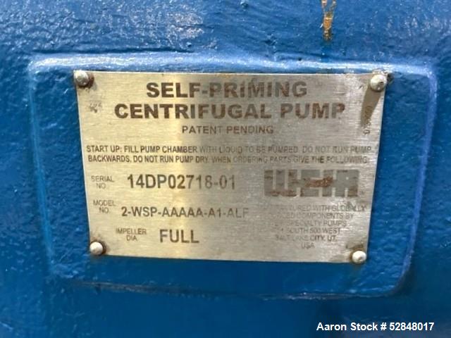 Used Weir Specialty Pumps Self Priming Centrifugal Waste Water Pump, Model 2-WSP-AAAAA-A1-ALF. Approximate 225GPM at 103 head feet. Impeller driven by a 5hp, 3/60/230/460 volt, 3600rpm motor. 2" diam...
