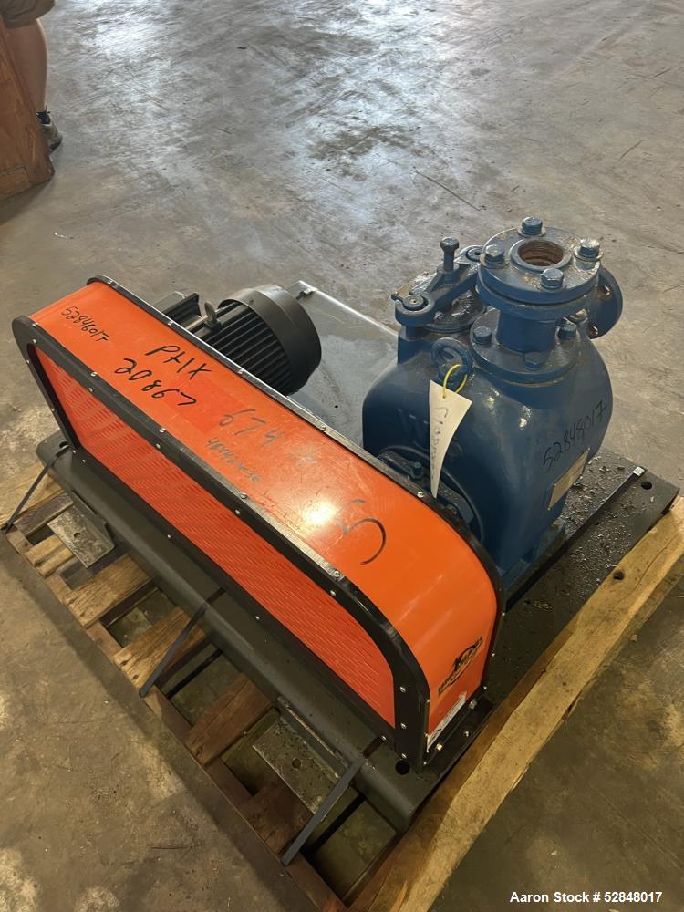 Used Weir Specialty Pumps Self Priming Centrifugal Waste Water Pump, Model 2-WSP-AAAAA-A1-ALF. Approximate 225GPM at 103 head feet. Impeller driven by a 5hp, 3/60/230/460 volt, 3600rpm motor. 2" diam...