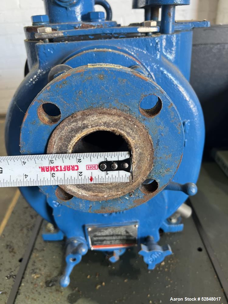 Used Weir Specialty Pumps Self Priming Centrifugal Waste Water Pump, Model 2-WSP-AAAAA-A1-ALF. Approximate 225GPM at 103 head feet. Impeller driven by a 5hp, 3/60/230/460 volt, 3600rpm motor. 2" diam...