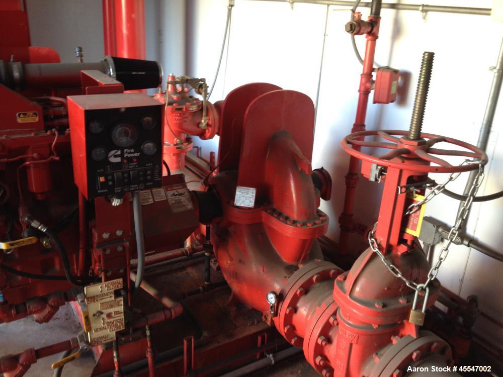 Used Complete Tiger Flow Diesel Fire Pump System. (With building). Includes Cummins Fire Power Model CFP83-F30 [C8.3 Series] six-cylinder diesel engine, Serial # 46874515, and ITT 2000 GPM centrifuga...