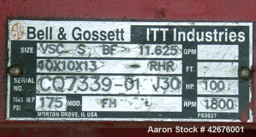 Unused- Bell & Gossett / ITT Industries Double Suction Split Case Centrifugal Pump, Size VSC S BF 11.625 10X10X13-RHR, Model FM, Carbon Steel. Approximate capacity 3000 gallons per minute at 100’ hea...