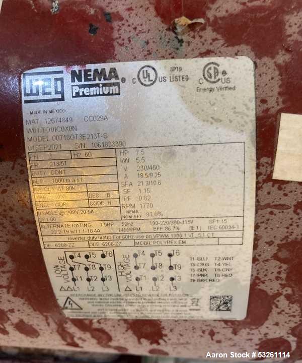 Used Lot Of Two Bell & Gossett Pumps Model e-1510 SSF 7.375 3BD. Vertical turbine pumps P-1 and 2. (2) Pumps with motor drives. 7.5 HP 230/460 Motors. Includes interconnecting piping.