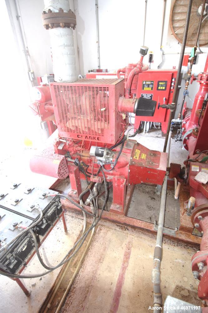 Used Clarke Fire Protection Products Diesel Driven Fire Pump System. Consisting of: (1) Clarke diesel engine, model JU4H-UF54, part# WAB, serial# PE4045T769488, built 2009. (1) ITT Industries centrif...