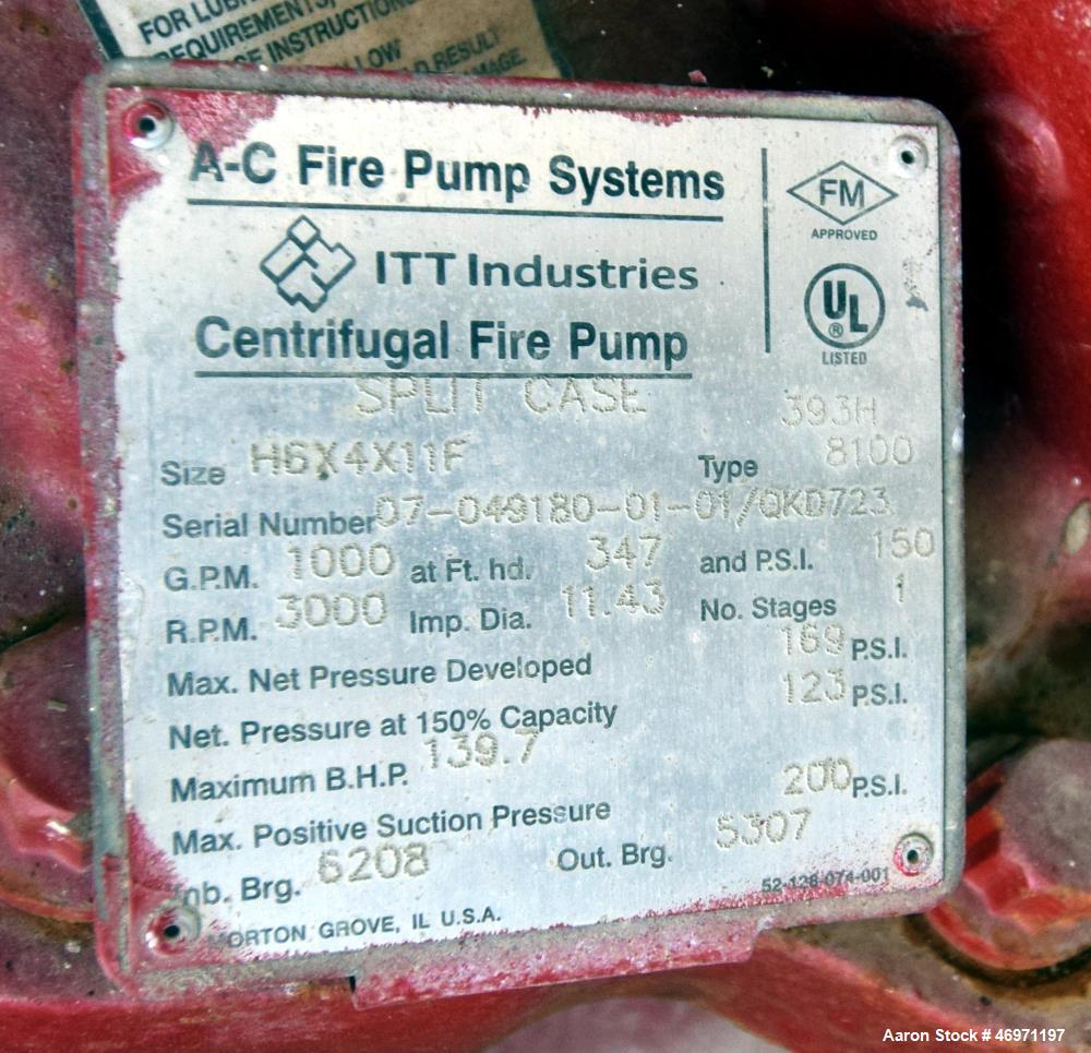 Used Clarke Fire Protection Products Diesel Driven Fire Pump System. Consisting of: (1) Clarke diesel engine, model JU4H-UF54, part# WAB, serial# PE4045T769488, built 2009. (1) ITT Industries centrif...