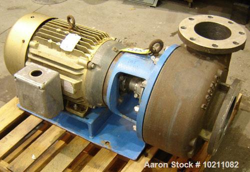 Used Discflo Centrifugal Pump, Model 806-14-2D. Rated for 400 gpm at 20 ft of head or 700 gpm at 15 ft of head. Close coupled with long adapter channel base configuration. Clockwise rotation. 15 hp B...