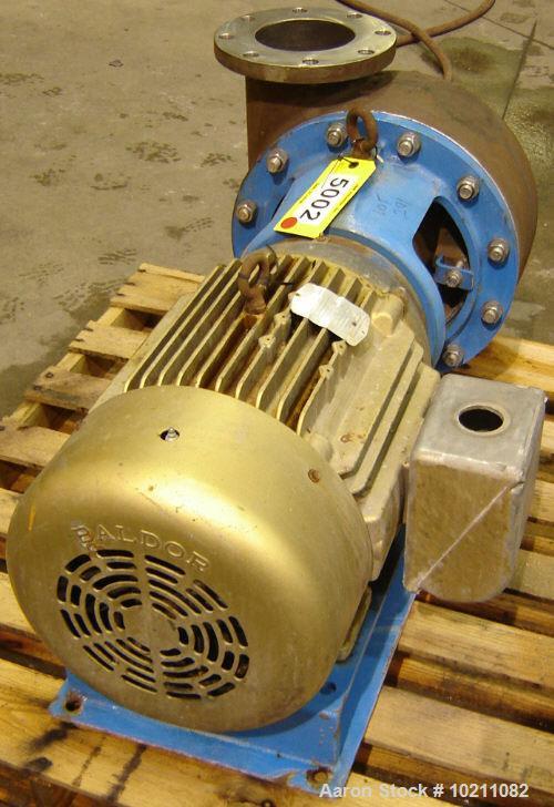 Used Discflo Centrifugal Pump, Model 806-14-2D. Rated for 400 gpm at 20 ft of head or 700 gpm at 15 ft of head. Close coupled with long adapter channel base configuration. Clockwise rotation. 15 hp B...